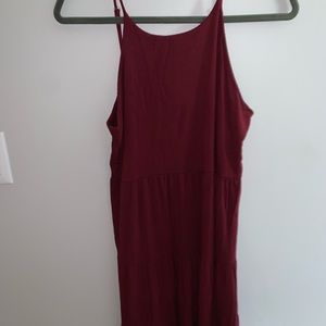 Alya maroon tiered dress